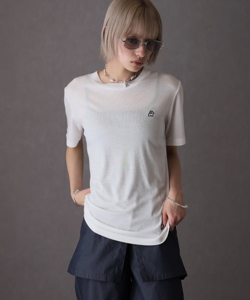Girly Doll(ガーリードール)の「ワンポイントデザインシアーTシャツ(Tシャツ/カットソー・レディース・グレー/ブラック/ホワイト・F)」の20枚目の写真