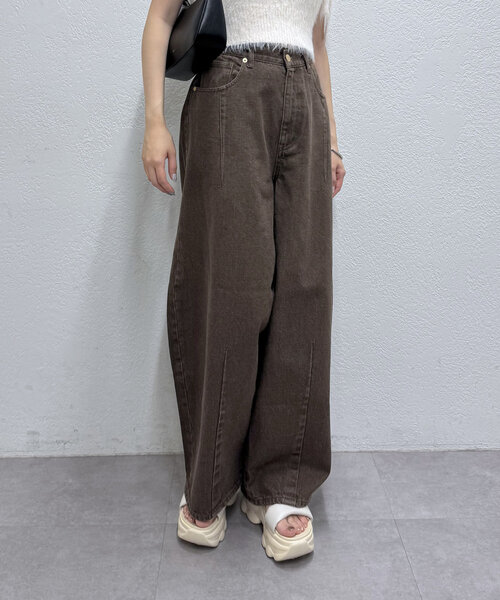 mline（エムライン）の「[mline]裾ワイドデニム（デニムパンツ・レディース・ブラウン・1/2）」の15枚目の写真
