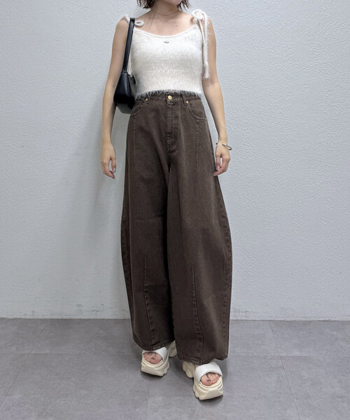 mline（エムライン）の「[mline]裾ワイドデニム（デニムパンツ・レディース・ブラウン・1/2）」の13枚目の写真