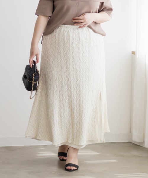 CLETTE（クレット）の「3WAYサテン＆レーススカート（スカート・レディース・ブラウン/ブラック/アイボリー・4L/3L/LL）」の22枚目の写真