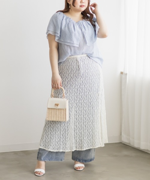 CLETTE（クレット）の「3WAYサテン＆レーススカート（スカート・レディース・ブラウン/ブラック/アイボリー・4L/3L/LL）」の16枚目の写真