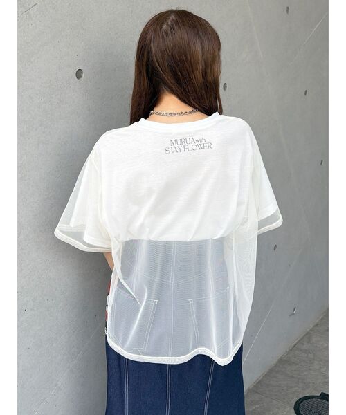 MURUA(ムルーア)の「【MURUA×STAYFLOWER】チュールドッキングフラワーTシャツ(Tシャツ/カットソー・レディース・ベージュ/ブルー/アイボリー・FREE)」の10枚目の写真