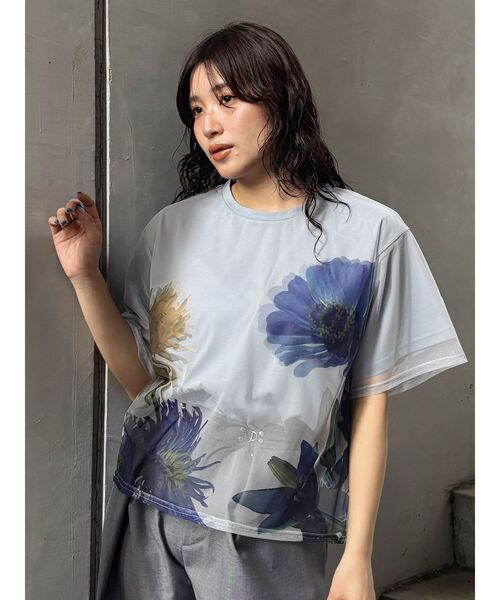 MURUA(ムルーア)の「【MURUA×STAYFLOWER】チュールドッキングフラワーTシャツ(Tシャツ/カットソー・レディース・ベージュ/ブルー/アイボリー・FREE)」の20枚目の写真