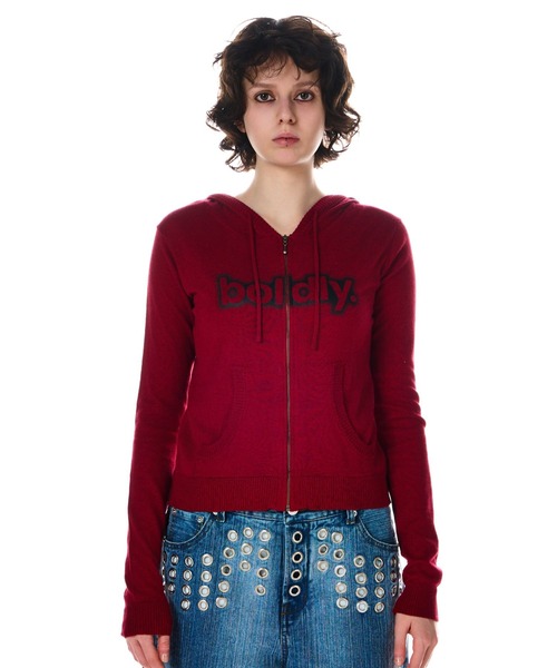 BEEDEN(ビーデン)の「PRINT KNIT ZIP HOODIE(Tシャツ/カットソー・レディース・カーキ/レッド・FREE)」の13枚目の写真