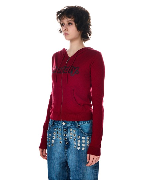 BEEDEN(ビーデン)の「PRINT KNIT ZIP HOODIE(Tシャツ/カットソー・レディース・カーキ/レッド・FREE)」の12枚目の写真