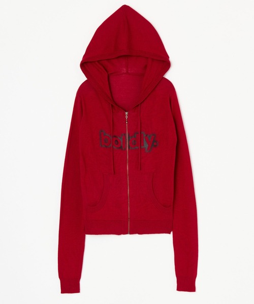 BEEDEN(ビーデン)の「PRINT KNIT ZIP HOODIE(Tシャツ/カットソー・レディース・カーキ/レッド・FREE)」の7枚目の写真