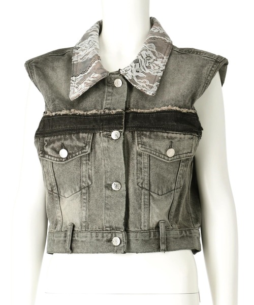 ANAP（アナップ）の「レースデニムクロップドベスト（ベスト・レディース・スミクロ・FREE）」の13枚目の写真