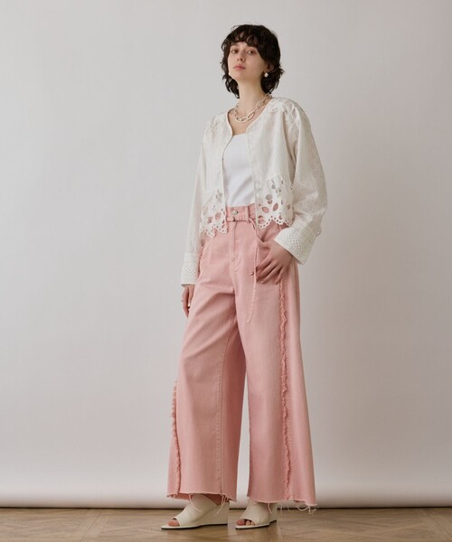 GRACE CONTINENTAL（グレースコンチネンタル）の「フリンジバギーパンツ（その他パンツ・レディース・チャコールグレー/ベージュ/ピンク・36/38）」の3枚目の写真