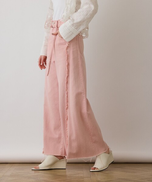 GRACE CONTINENTAL（グレースコンチネンタル）の「フリンジバギーパンツ（その他パンツ・レディース・チャコールグレー/ベージュ/ピンク・36/38）」の12枚目の写真