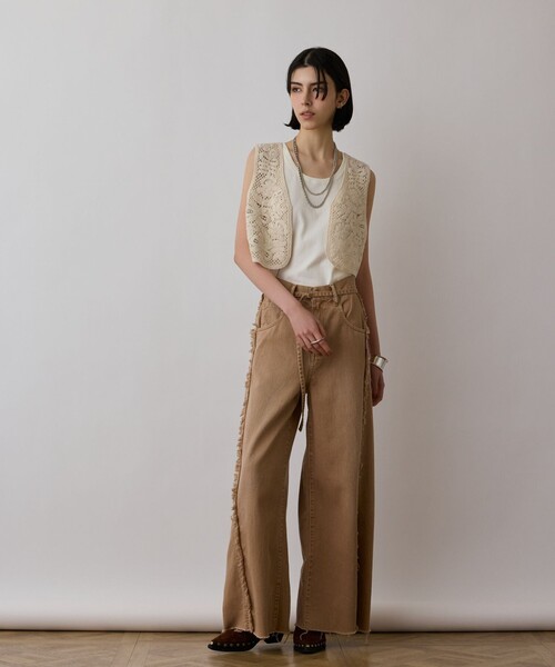 GRACE CONTINENTAL（グレースコンチネンタル）の「フリンジバギーパンツ（その他パンツ・レディース・チャコールグレー/ベージュ/ピンク・36/38）」の16枚目の写真