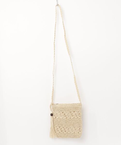 ショルダーバッグ・ポシェット ILLIGO Feather Mini Cross Bag 5BNY915 フリンジチャーム付きかぎ針編みミニショルダーバッグ