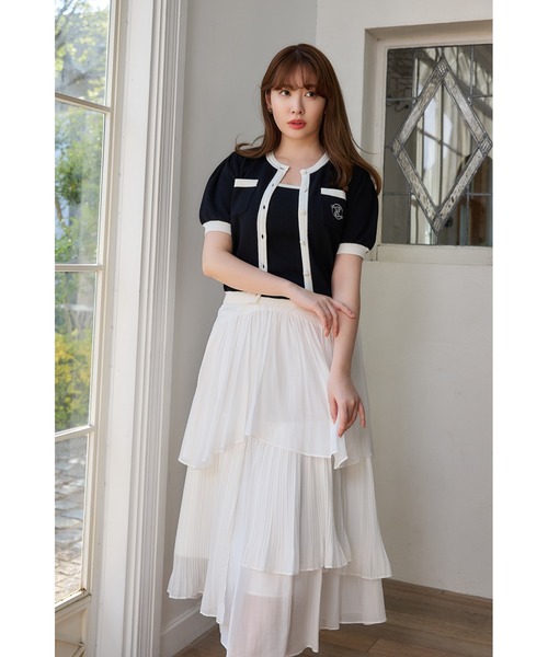 Sheer Pleated Tiered Skirt（スカート）｜Her lip to（ハー