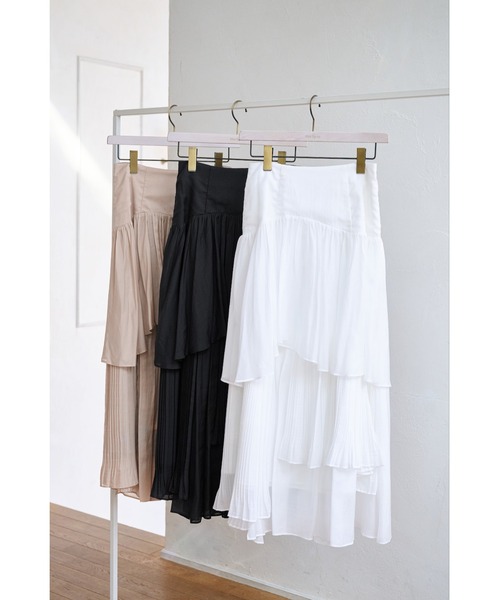 スカート Herlipto Sheer Pleated Tiered Skirt Sheer Pleated Tiered Skirt