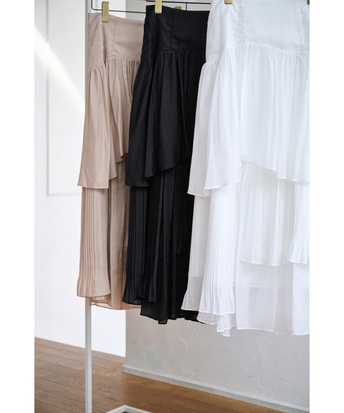 スカート Herlipto Sheer Pleated Tiered Skirt Sheer Pleated Tiered Skirt（スカート）｜Her lip to（ハー