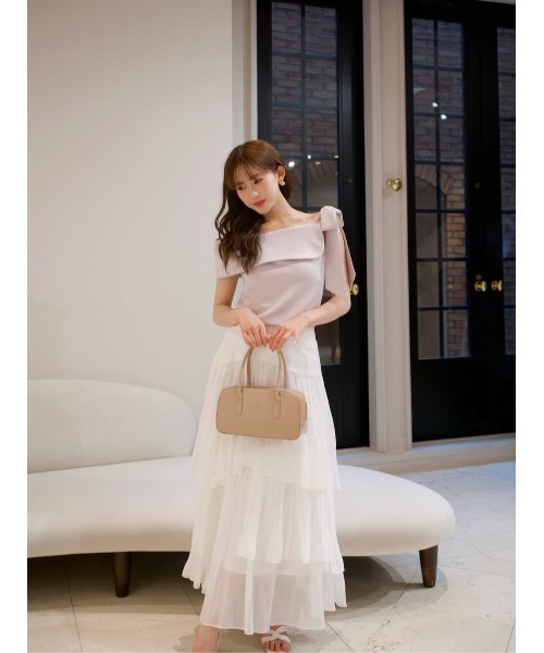 Her lip to(ハーリップトゥー)の「Sheer Pleated Tiered Skirt(スカート・レディース・ベージュ系/ホワイト/ブラック・S/M)」の13枚目の写真