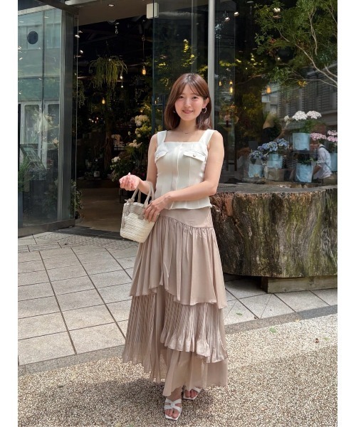 Her lip to(ハーリップトゥー)の「Sheer Pleated Tiered Skirt(スカート・レディース・ベージュ系/ホワイト/ブラック・S/M)」の19枚目の写真