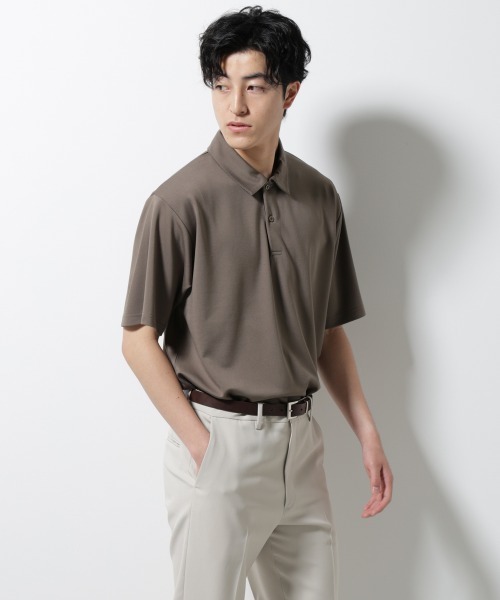 NANO universe(ナノユニバース)の「ポンチポロシャツ半袖(ポロシャツ・メンズ・ネイビー/モカ/スミクロ・M/L)」の2枚目の写真