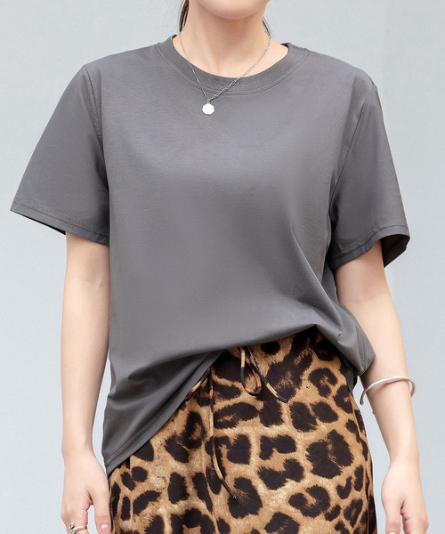 DAY CLOSET(デイ クローゼット)の「【接触冷感】きれいめ半袖クルーネックベーシックTシャツ レディース(Tシャツ/カットソー・レディース・ホワイト/グレー/ブラック・L/M)」の10枚目の写真