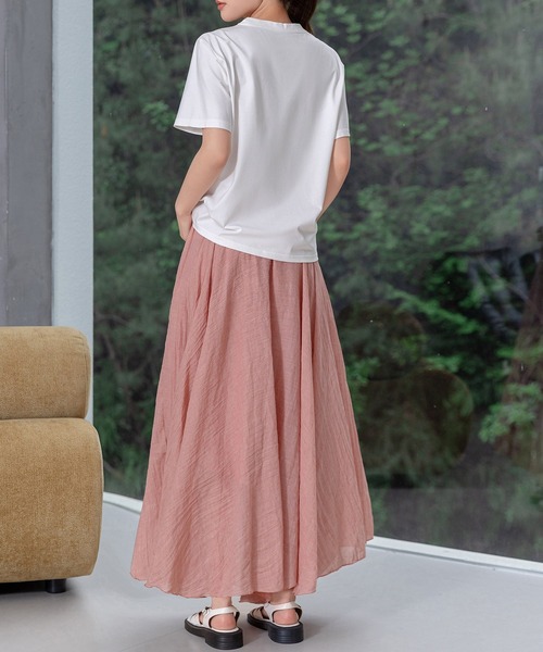 DAY CLOSET(デイ クローゼット)の「【接触冷感】きれいめ半袖クルーネックベーシックTシャツ レディース(Tシャツ/カットソー・レディース・ホワイト/グレー/ブラック・L/M)」の7枚目の写真