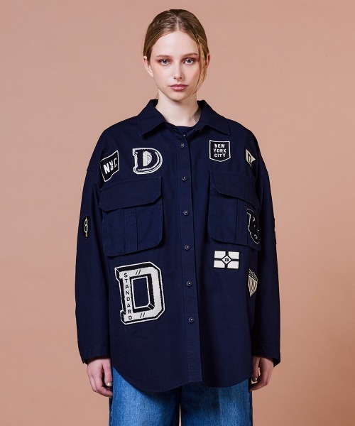 DOUBLE STANDARD CLOTHING(ダブルスタンダードクロージング)の「ミリタリーポプリン ジャケット(シャツ/ブラウス・レディース・ダークネイビー/カーキ・FREE)」の2枚目の写真