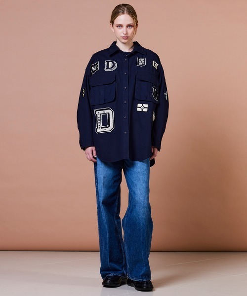 DOUBLE STANDARD CLOTHING(ダブルスタンダードクロージング)の「ミリタリーポプリン ジャケット(シャツ/ブラウス・レディース・ダークネイビー/カーキ・FREE)」の6枚目の写真