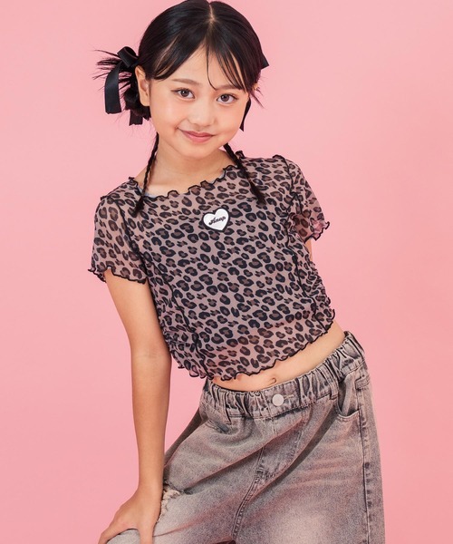 セール】レオパード柄シアートップス×キャミソール SET