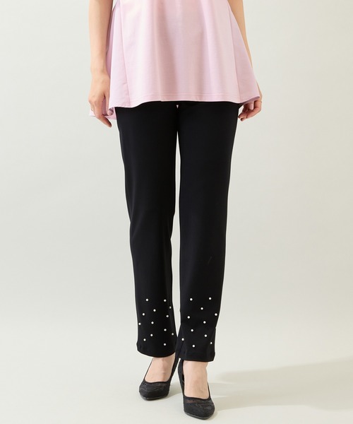 Rose Tiara(ローズティアラ)の「【定番人気/手洗いOK】パール調スタッズレギンスパンツ(その他パンツ・レディース・ネイビー/ブラック・40/42/46)」の3枚目の写真