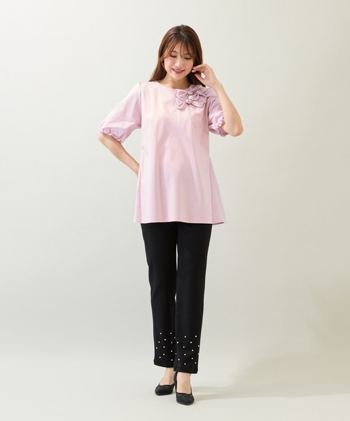 Rose Tiara(ローズティアラ)の「【定番人気/手洗いOK】パール調スタッズレギンスパンツ(その他パンツ・レディース・ネイビー/ブラック・40/42/46)」の5枚目の写真