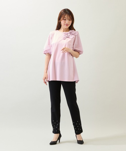 Rose Tiara(ローズティアラ)の「【定番人気/手洗いOK】パール調スタッズレギンスパンツ(その他パンツ・レディース・ネイビー/ブラック・40/42/46)」の6枚目の写真