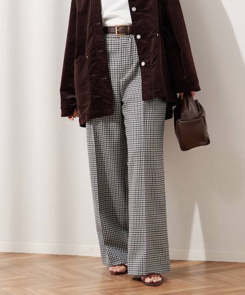 journal standard L'essage（ジャーナルスタンダードレサージュ）の「2/48チェックパンツ（スラックス・レディース・ブラウン/チョコ・38/36）」の14枚目の写真