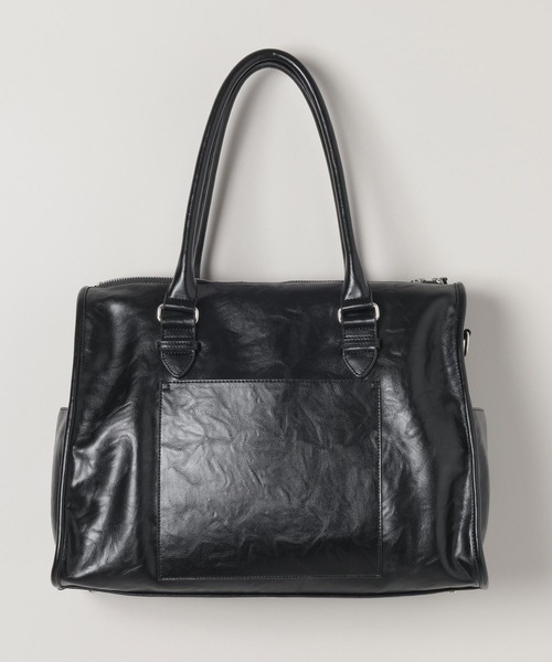 ジーナシス　アンティークレザートートバッグ　黒 JEANASIS アンティークフェイクレザートート ブラック バッグ