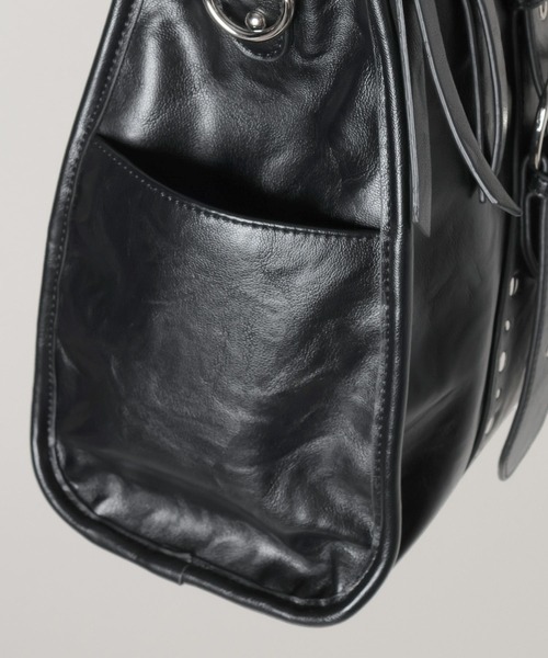 ジーナシス　アンティークレザートートバッグ　黒 ジーナシス アンティークフェイクレザートート - メルカリ