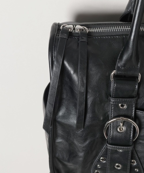 ジーナシス　アンティークレザートートバッグ　黒 JEANASIS アンティークフェイクレザートート ブラック バッグ