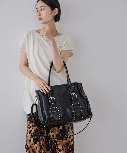JEANASIS（ジーナシス）の「アンティークスタッズトート/576824（トートバッグ・レディース・ブラック/カーキ系/ブラウン・FREE）」の6枚目の写真