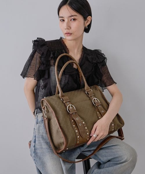 JEANASIS（ジーナシス）の「アンティークスタッズトート/576824（トートバッグ・レディース・ブラック/カーキ系/ブラウン・FREE）」の11枚目の写真