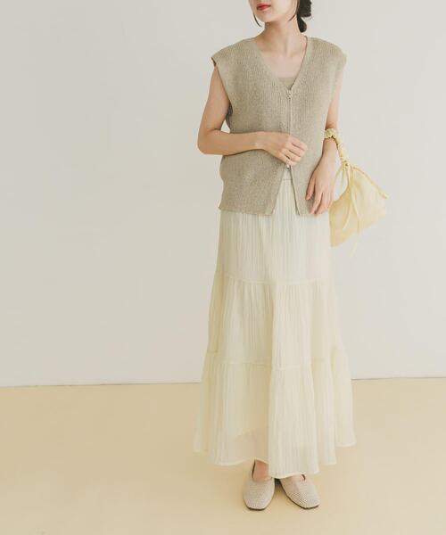 ITEMS URBANRESEARCH(アイテムズ アーバンリサーチ)の「スパンコールベスト×スカートセット(ベスト・レディース・ベージュ/ブラック・FREE)」の6枚目の写真