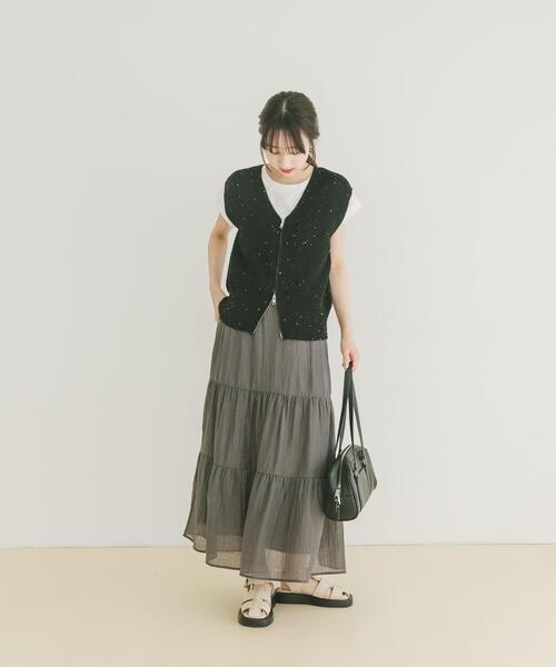 ITEMS URBANRESEARCH(アイテムズ アーバンリサーチ)の「スパンコールベスト×スカートセット(ベスト・レディース・ベージュ/ブラック・FREE)」の19枚目の写真