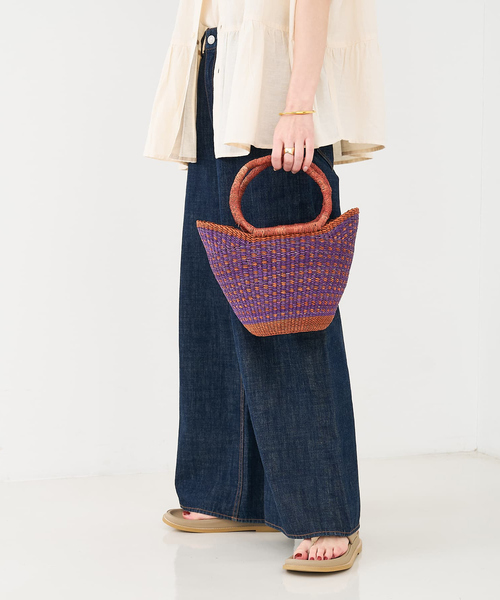 collex（コレックス）の「ニャリガバスケット ニケチェック S ライラック（かごバッグ・レディース・ライラック・S）」の8枚目の写真