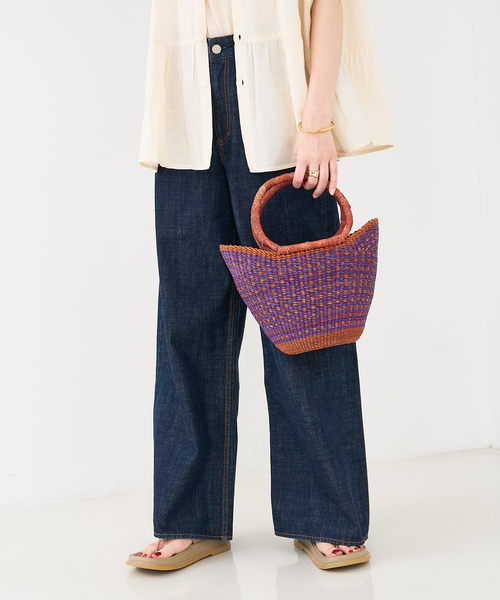 collex（コレックス）の「ニャリガバスケット ニケチェック S ライラック（かごバッグ・レディース・ライラック・S）」の7枚目の写真