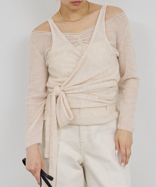 GALLARDAGALANTE（ガリャルダガランテ）の「【アンサンブル対応】カシュクールニット（ニット/セーター・レディース・チャコールグレー/ベージュ・FREE）」の10枚目の写真