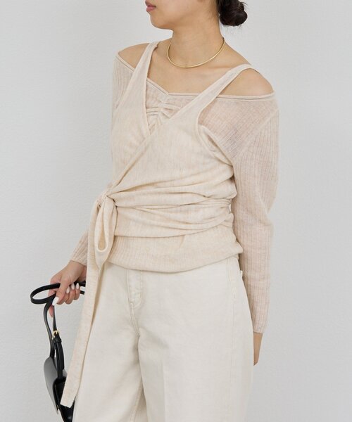 GALLARDAGALANTE（ガリャルダガランテ）の「【アンサンブル対応】カシュクールニット（ニット/セーター・レディース・チャコールグレー/ベージュ・FREE）」の11枚目の写真