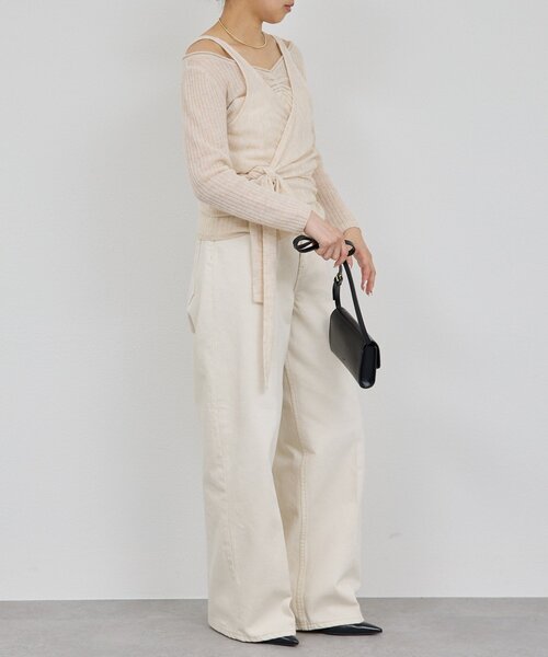 GALLARDAGALANTE（ガリャルダガランテ）の「【アンサンブル対応】カシュクールニット（ニット/セーター・レディース・チャコールグレー/ベージュ・FREE）」の14枚目の写真