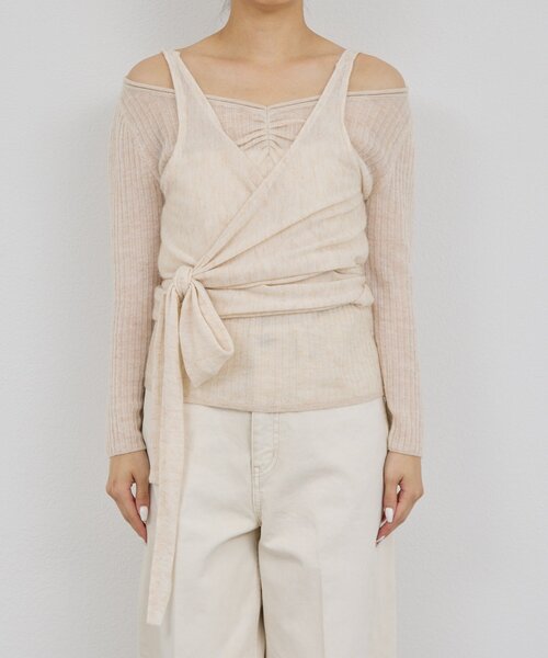 GALLARDAGALANTE（ガリャルダガランテ）の「【アンサンブル対応】カシュクールニット（ニット/セーター・レディース・チャコールグレー/ベージュ・FREE）」の16枚目の写真