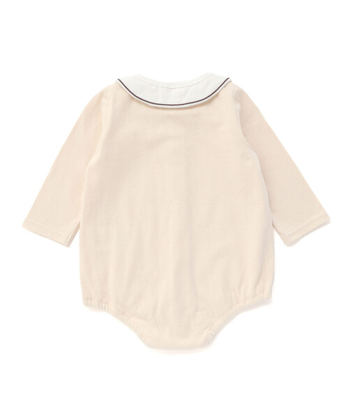 SLAP SLIP BABY（スラップスリップベビー）の「無地ボーダーアニマルクマ恐竜刺しゅうライン襟付きボディミニベビー(70~80cm)（ロンパース・キッズ・オフホワイト/ブラック系その他・70cm/80ｃｍ）」の5枚目の写真