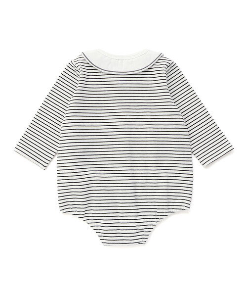 SLAP SLIP BABY（スラップスリップベビー）の「無地ボーダーアニマルクマ恐竜刺しゅうライン襟付きボディミニベビー(70~80cm)（ロンパース・キッズ・オフホワイト/ブラック系その他・70cm/80ｃｍ）」の8枚目の写真