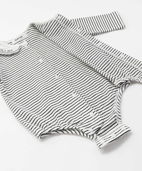 SLAP SLIP BABY（スラップスリップベビー）の「無地ボーダーアニマルクマ恐竜刺しゅうライン襟付きボディミニベビー(70~80cm)（ロンパース・キッズ・オフホワイト/ブラック系その他・70cm/80ｃｍ）」の12枚目の写真