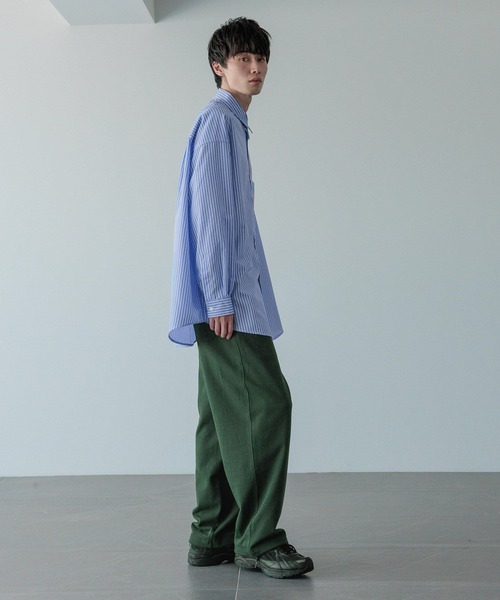 LOWRYS FARM（ローリーズファーム）の「【LFM(U)】ＢＲＯＡＤＳＴＲＩＰＥＳＨＩＲＴ　 581710（シャツ/ブラウス・メンズ・ブルー/ベージュ・MEDIUM/LARGE）」の4枚目の写真