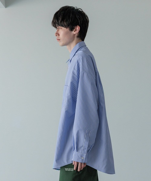 LOWRYS FARM（ローリーズファーム）の「【LFM(U)】ＢＲＯＡＤＳＴＲＩＰＥＳＨＩＲＴ　 581710（シャツ/ブラウス・メンズ・ブルー/ベージュ・MEDIUM/LARGE）」の7枚目の写真