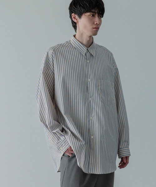 LOWRYS FARM（ローリーズファーム）の「【LFM(U)】ＢＲＯＡＤＳＴＲＩＰＥＳＨＩＲＴ　 581710（シャツ/ブラウス・メンズ・ブルー/ベージュ・MEDIUM/LARGE）」の12枚目の写真