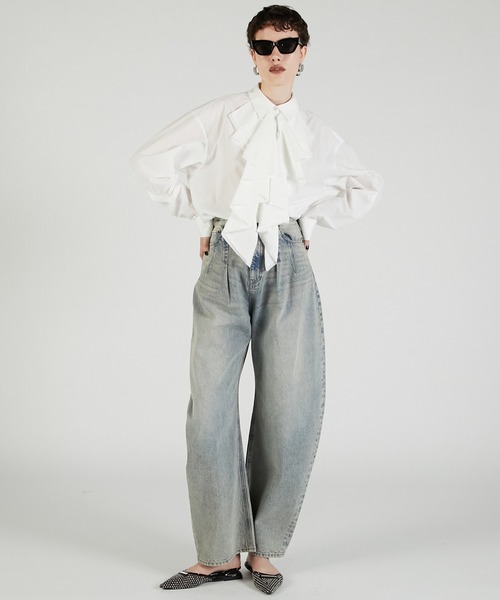 ハイウエストカーブデニム Pre-Order】ハイウエストカーブデニム / High-waisted Curved